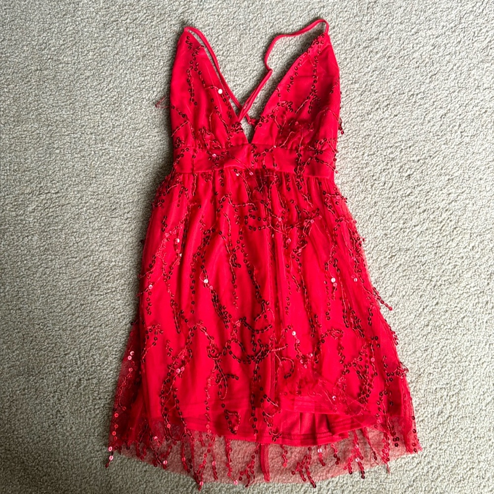 Red ally fashions mini sparkly dress